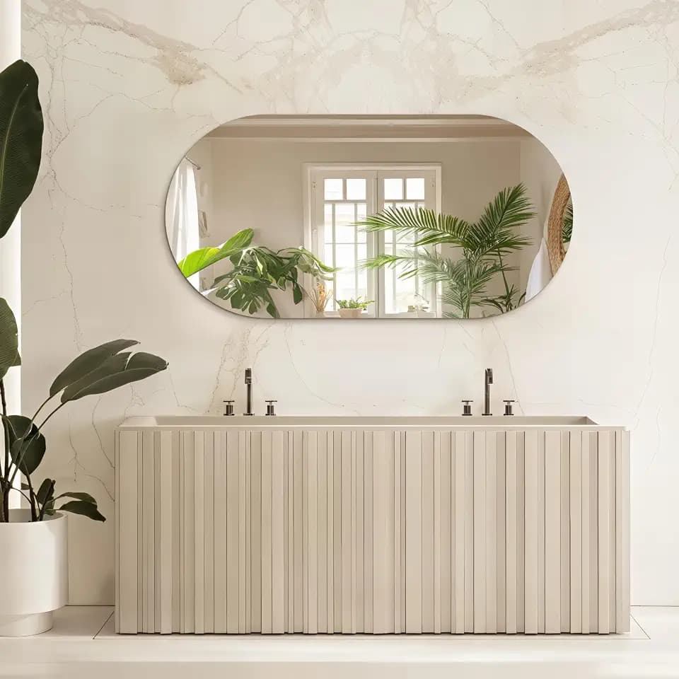 Oval Wall Mirror, 48"x24" Frameless Bathroom Mirror for Over Sink