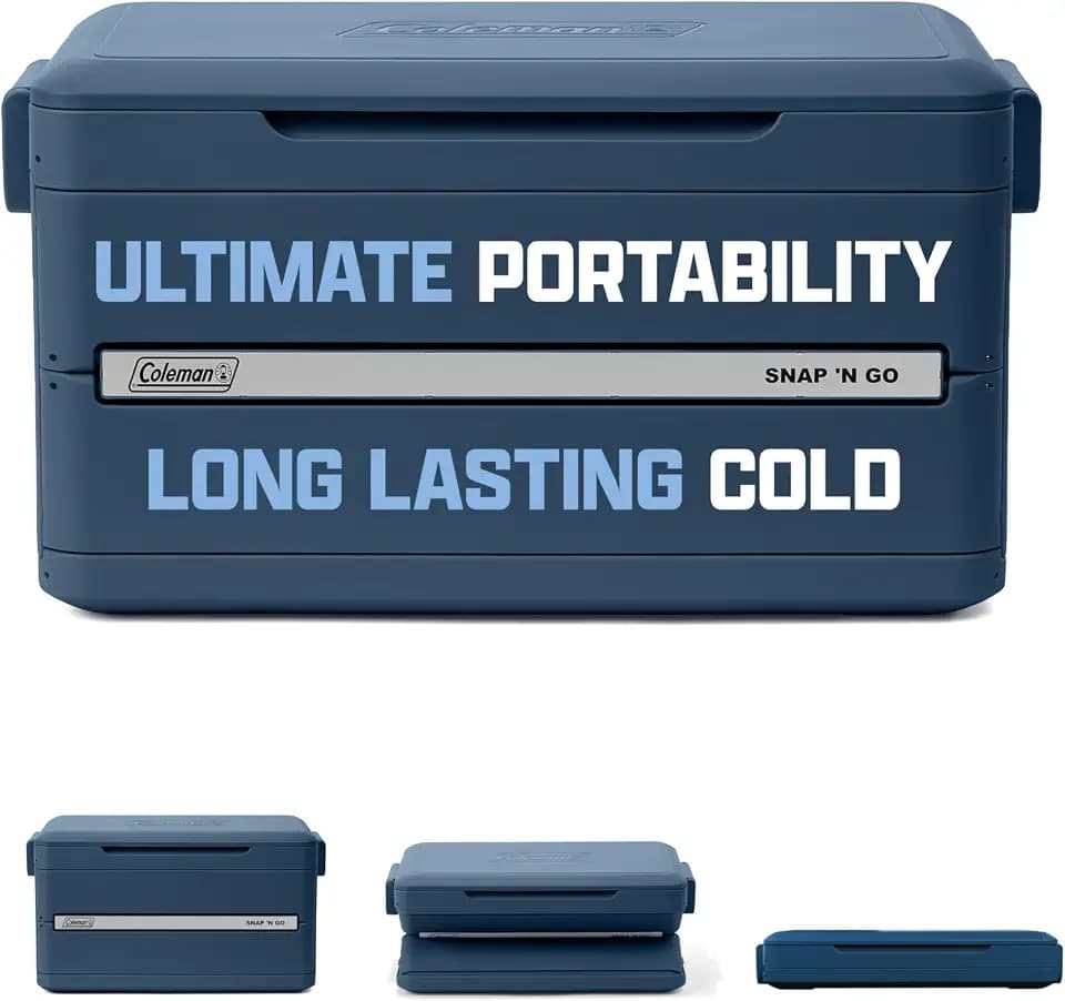 Coleman Snap 'N Go Collapsible Hard Cooler, Sapphire Blue, 35-Quart