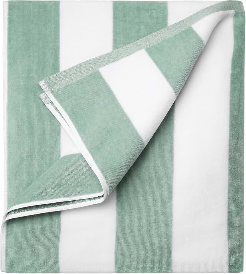 LULUHOME Oversized Beach Towel 36x70 Inch,100% Cotton,Striped Pool Towel