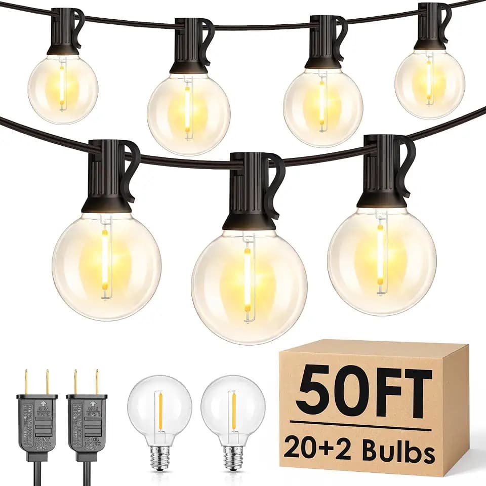 Mlambert 2 Pack 25FT G40 LED Outdoor String Lights with 10+1 Bulbs, Black