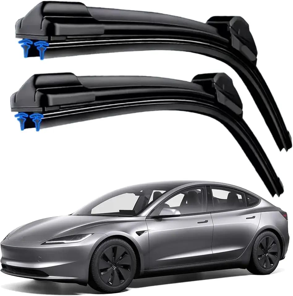Dual Rubber Blade Windshield Wipers for Tesla Model 3 2017 2018 2019 2020 2021 2022 2023 2024 2025 Automotive Replacement Wiper Blades 26"+19" Top Lock (Set of 2)