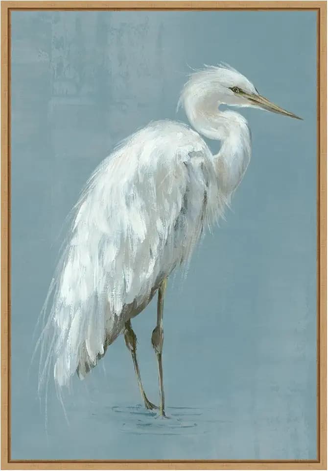 Amanti Art Framed Canvas Wall Art 33x23 Graceful Herons II by Eli Jones, Framed Wall Art Canvas, Animals Artwork, Modern Contemporary Decor, Large Poster Painting for Living Room, Bedroom, Bathroom,
