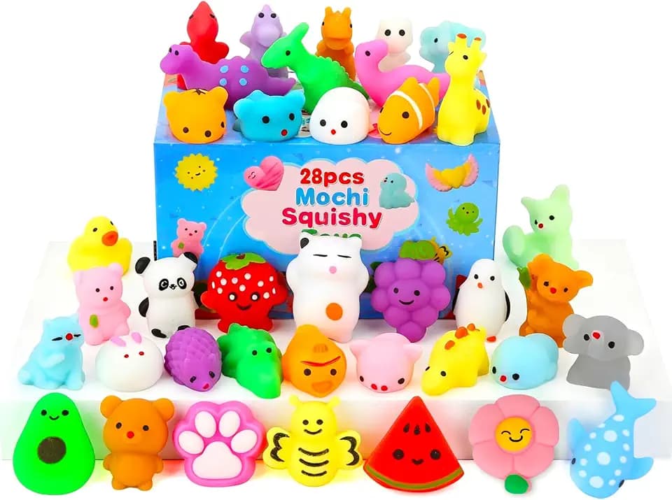 Squishy Toys for Kids, 28 Pack Mini Mochi Squishies and Cards