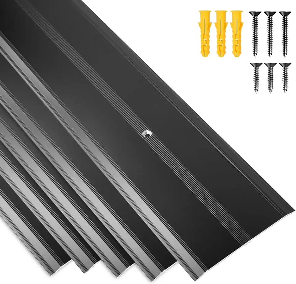 5 Pack Aluminum Door Threshold, 36"L x 4"W Metal Floor Transition Strip for Doorways, Threshold Strip for Exterior & Interior Doors Flooring Gaps, Doorway Protector and Decor (Black)