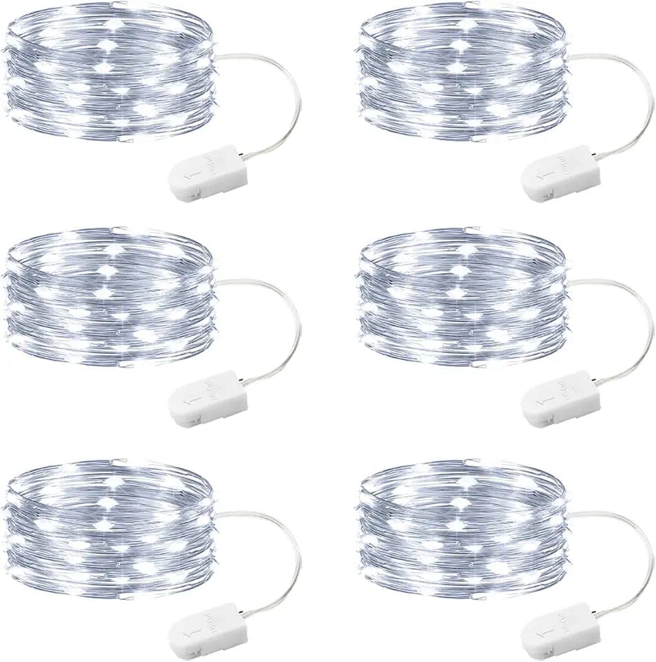 6 Stück LED Mini Lichterkette mit Batterie, 2M 20er