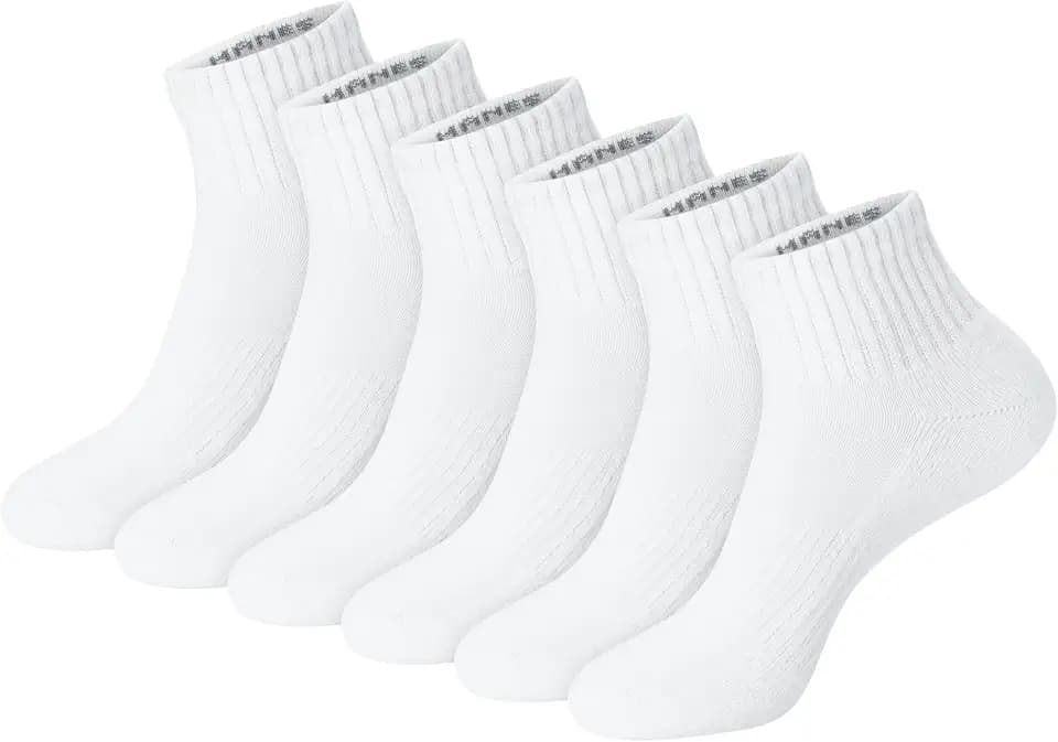 Hanes Unisex Plain White Socks Pack or Plain Black Socks Pack, Men's, Women's & Teen Sizes, Crew and Ankle 6-Packs
