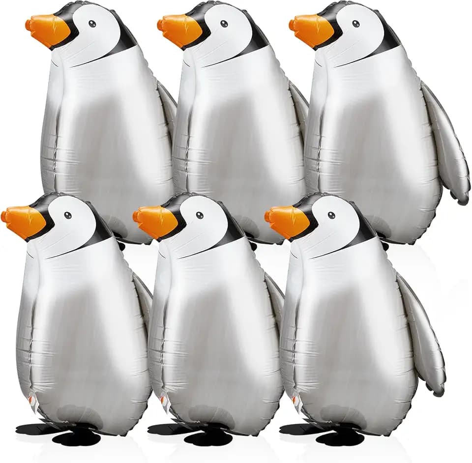 Zhanmai 6 Pcs Walking Penguin Balloons Foil Penguin Birthday Party Supplies