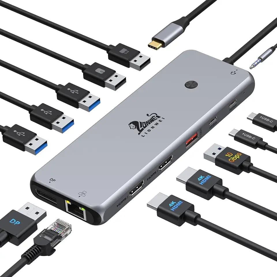 Docking Station Dual Monitor 4K HDMI 13-in-1 USB C Hub for Laptop MacBook
