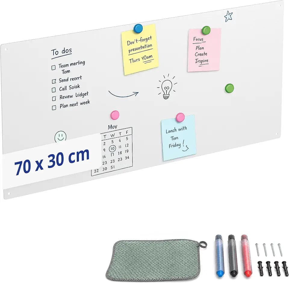 Relaxdays Magnettafel, Kreidetafel beschreibbar, weiß