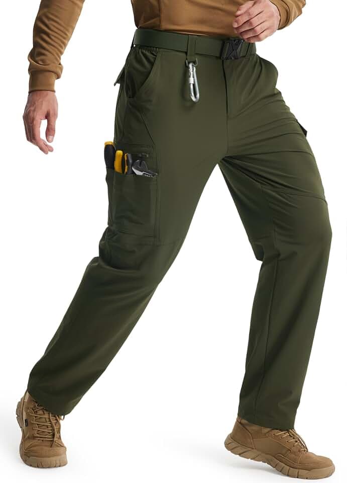 Libin Men's Work Pants Hiking Cargo Pants Water Resistant Outdoor Trousers