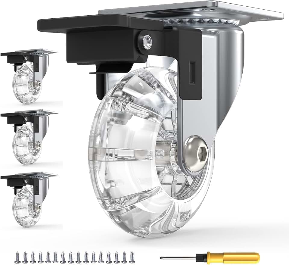 4er Set Transportrollen, Joyvita 50mm Rollen für Möbel mit Bremse, Schwerlastrollen Klein mit 360 Grad Drehbar für Möbel, Lenkrollen Tragkraft 160KG für Palettenmöbel, Couchtische, Krippen