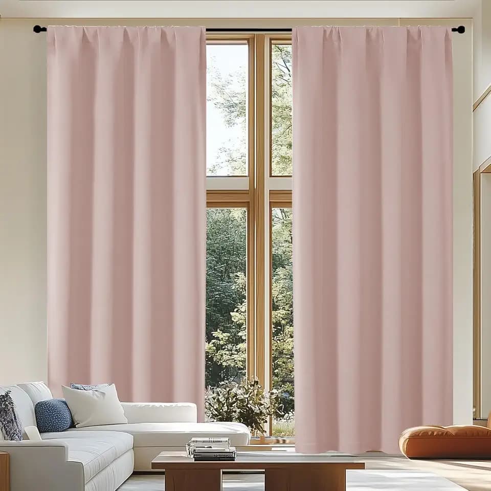 Simplebrand Ava Blackout Curtains for Patio 108 Inches Long 2 Panels Set, Solid Thermal Insulated Room Darkening Rod Pocket Window Treatment Curtains Blackout Drapes, W50 x L108 Inch, Blush