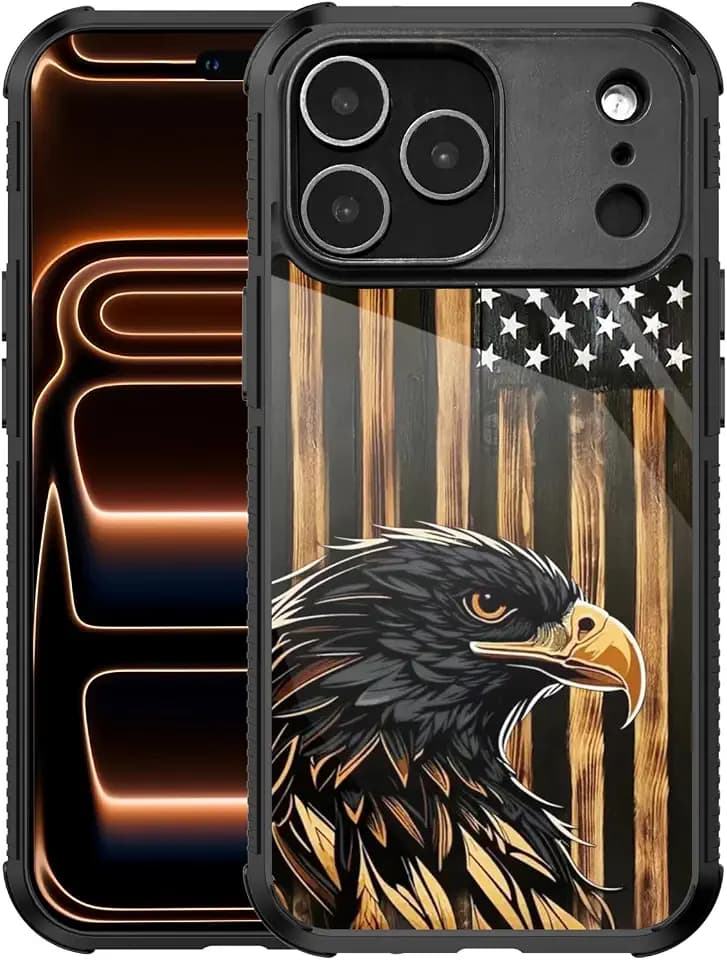 Case for iPhone 17 Case,Eagle American Flag Case for iPhone 17 Design for Men Boys [Anti-Scratch] Non-Slip+Shockproof Rugged TPU Protective Case