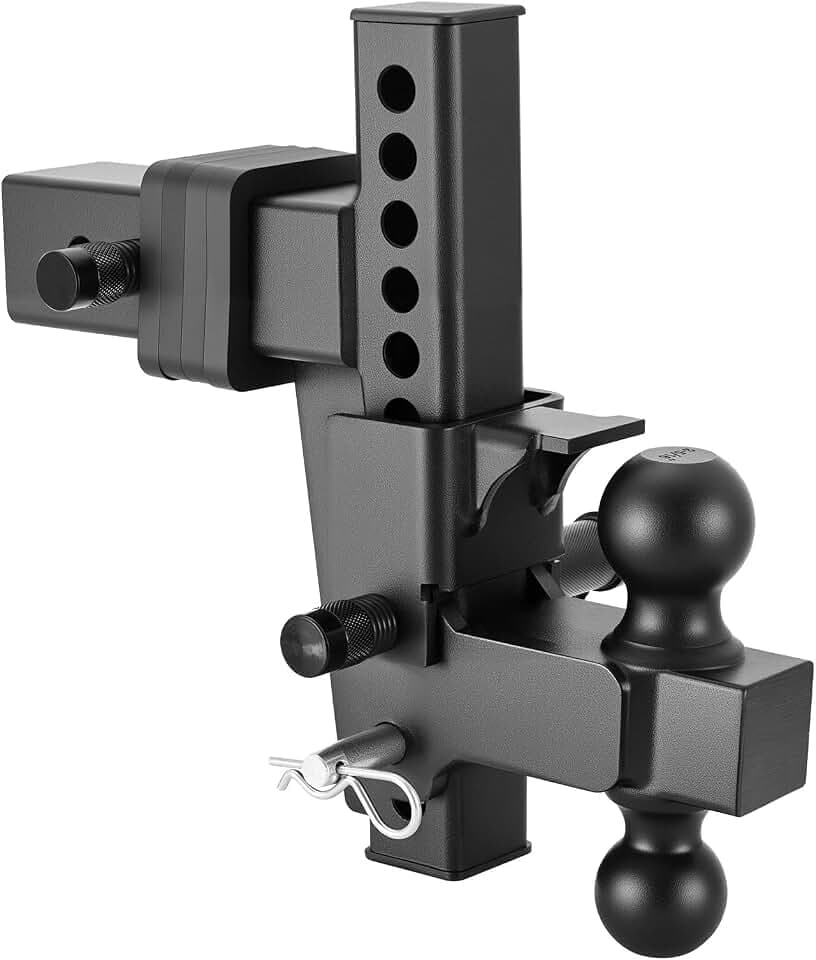 VEVOR Adjustable Trailer Hitch, Fit 2.5 Inch Receiver, Trailer Hitch Mount with 2 Inch & 2-5/16 Inch Balls, 21000 lbs GTW, 9 Inch Drop, Towing Ball Mounts for RVs, Off-Road Vehicles and Trucks, Black