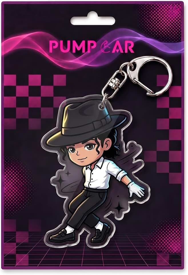 PumpCar Acrylic Keychain 2-inch Double-Sided Charm Key Ring with Metal Clip Backpack Charm Bag and Car Key Accessory