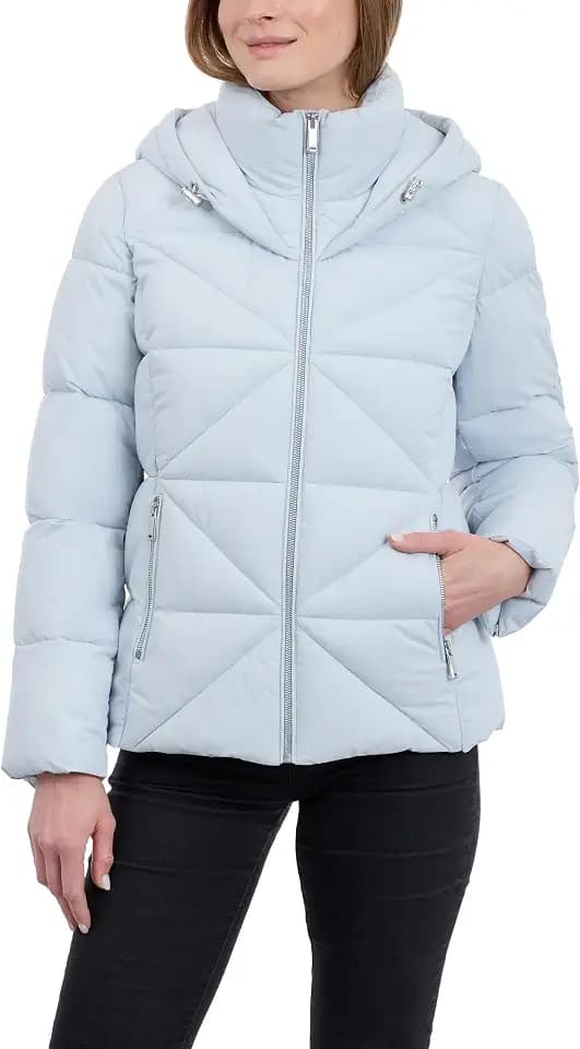 Calvin Klein Women's Short Puffer Jacket, Water-resistant With Hood