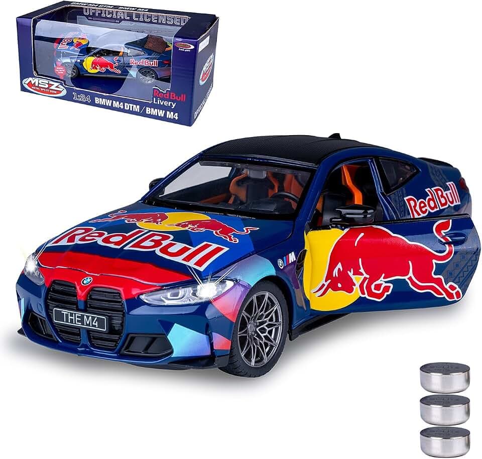 JAMARA 402628 BMW M4 Diecast 1:24 inkl. Knopfzellen, Modellauto Spielzeug, Kinder Car, Model Miniatur Fahrzeuge, Geschenk für Kids, Türen Manuell öffnen/schließen, Licht