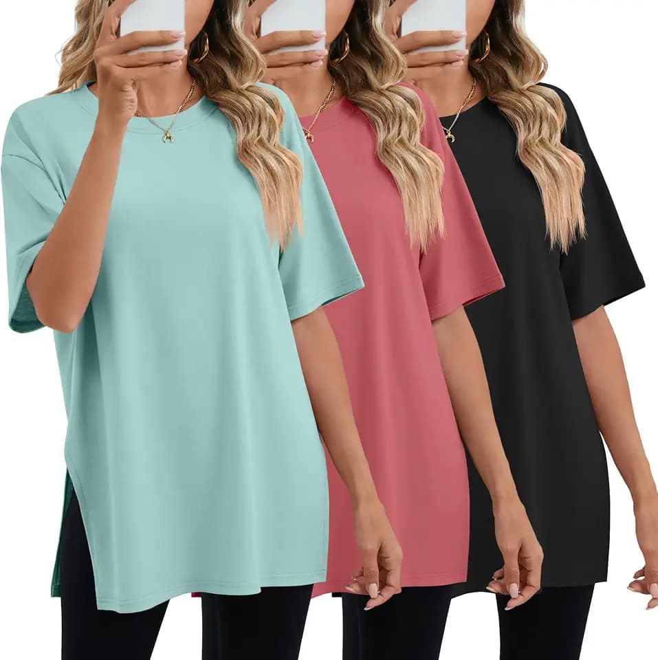 Huukeay 3 Pack Women's Oversized T Shirts Workout Tops