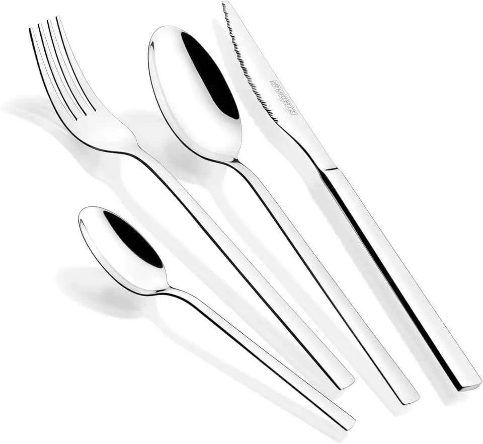 MONIX Amalfi | 24-teiliges Besteckset mit Steakmesser, Edelstahl