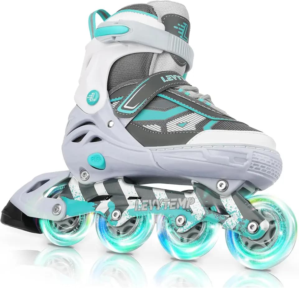 Adjustable Inline Skates for Kids and Adults, Outdoor Beginner Roller Skates with All Light Up Wheels for Girls, Boys, Men and Women