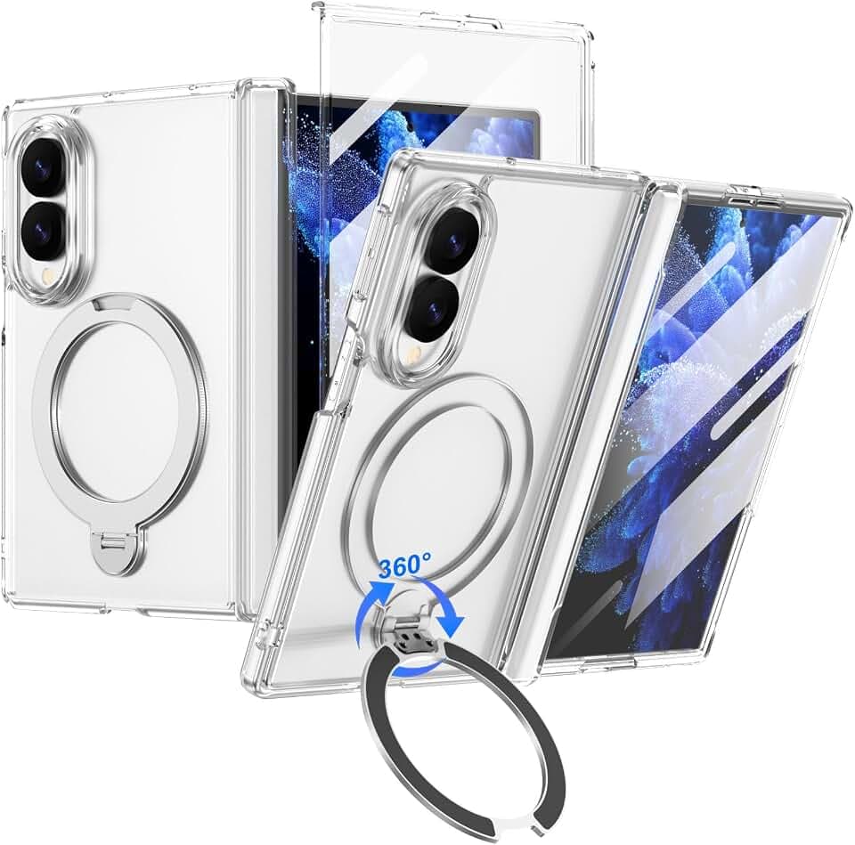 for Galaxy Z Fold 8 Case Clear, Hinge Protector, Kickstand