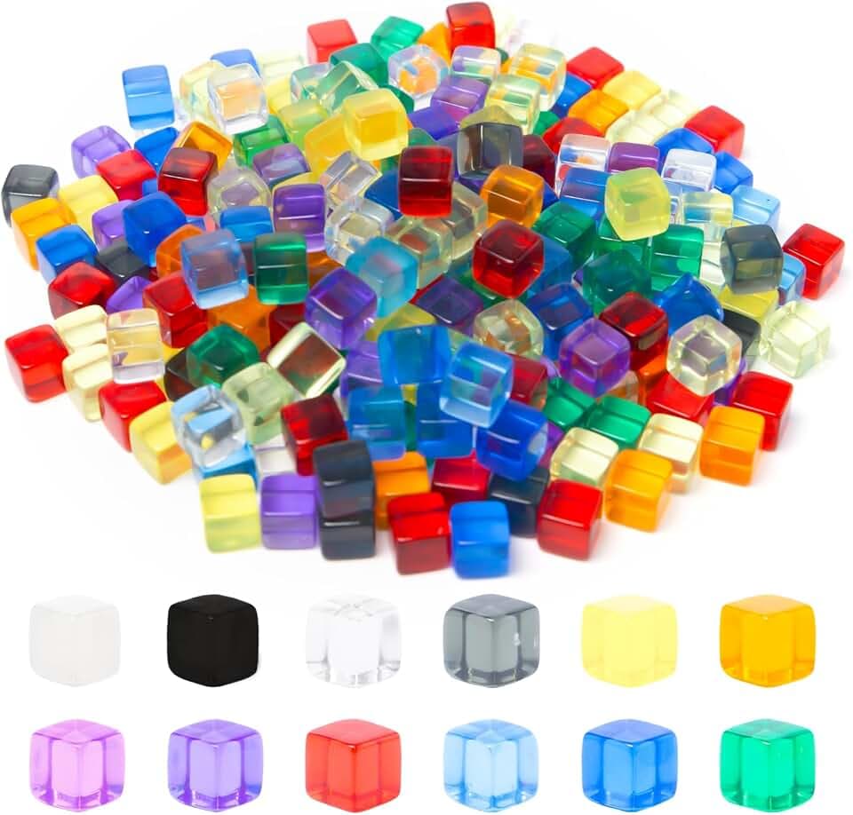 240 Stück Leere Acryl Würfel Blanko Würfel 8 mm DIY,12 Farben