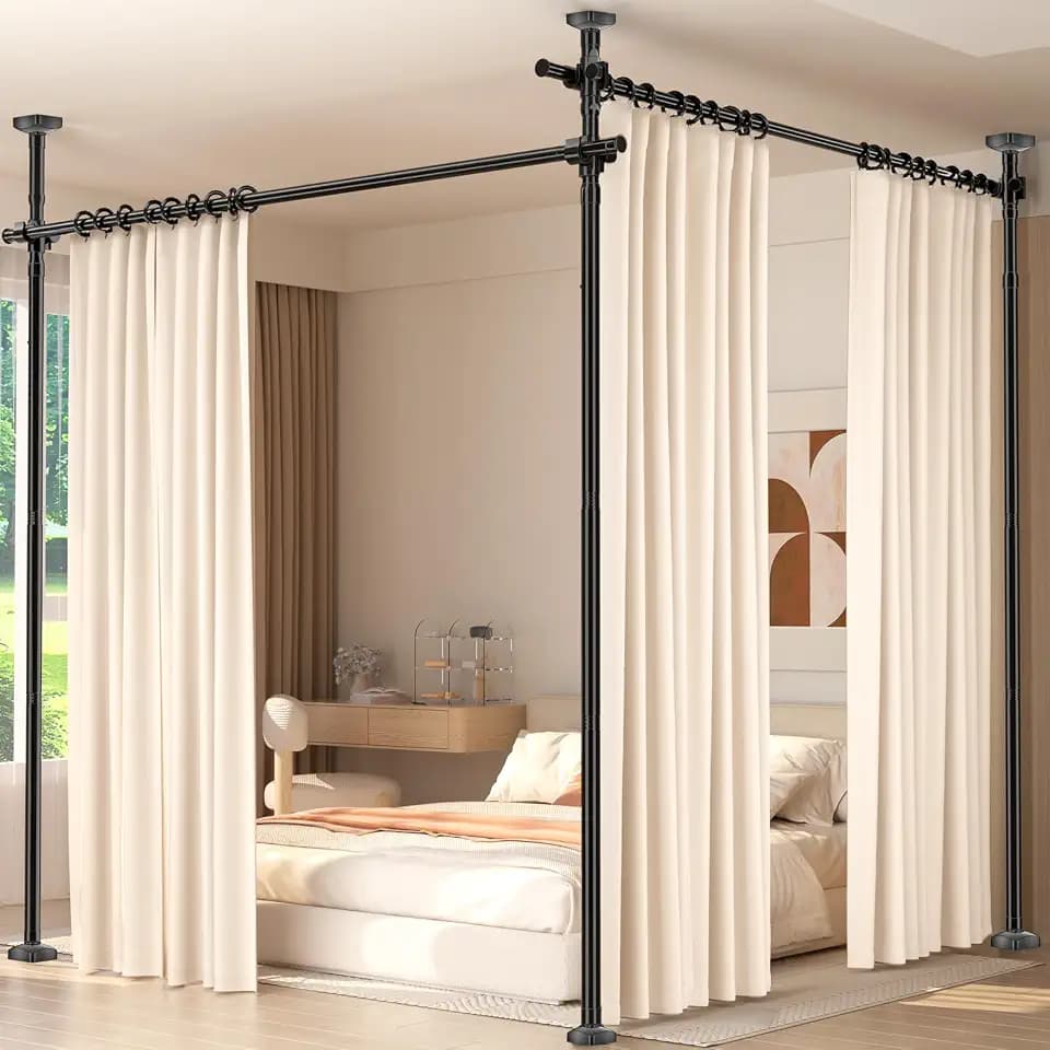 Room Divider for Room Separation, 4-10ft(H) 28-140inch(W), Black