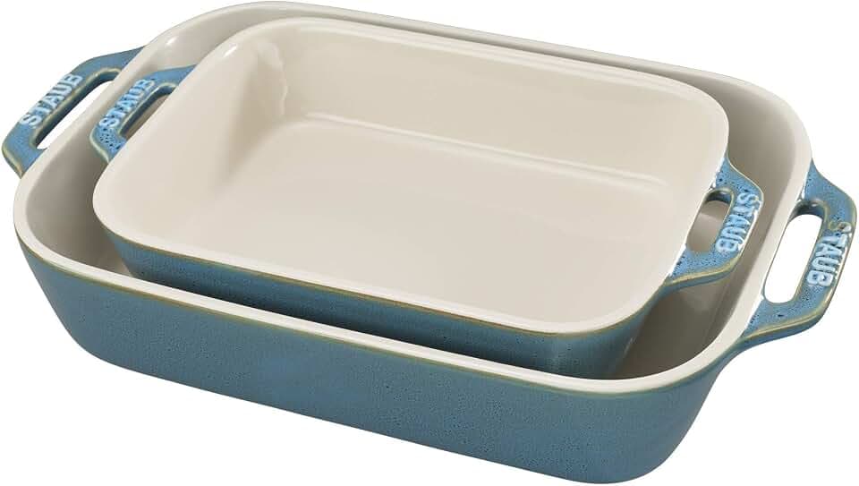 Staub 2-Pc Ceramic Baking Dish Set, Oven Safe Up To 570°F, Turquoise