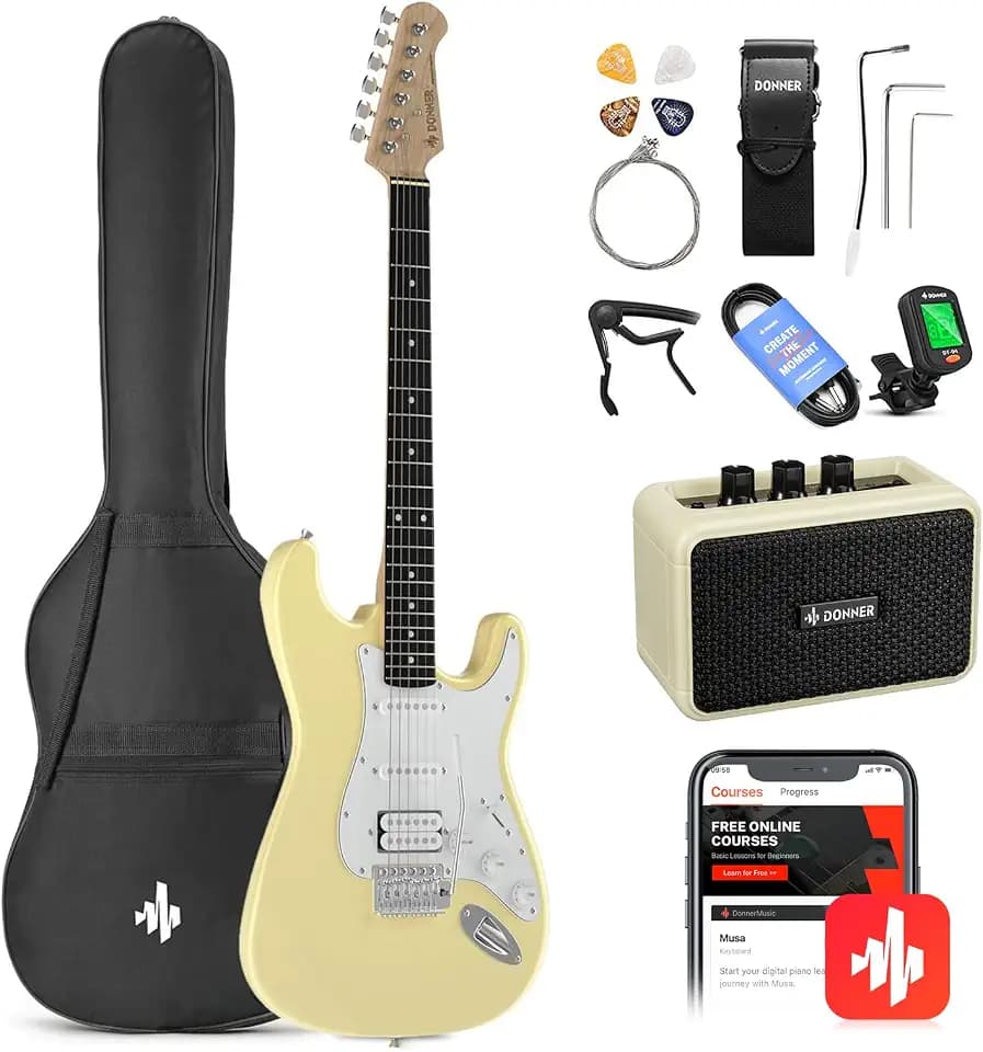 Donner 39-Inch Electric Guitar Starter Kit - Yellow