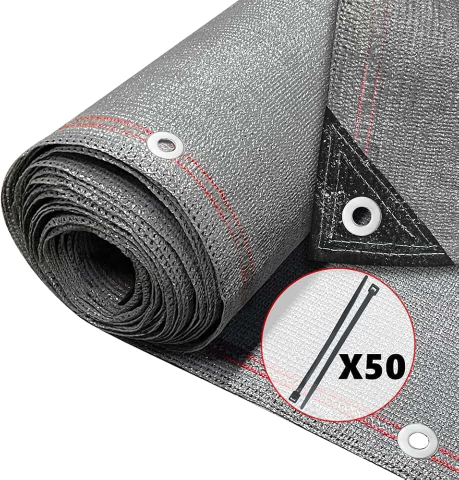 VOUNOT® Zaunblende 1.8×10m, Sichtschutz Zaun 230 g/m² HDPE Schattiernetz, Windschutz UV-resistent Reißfest, 95% Beschattungsgrad, mit Löcher und Kabelbinder, Grau
