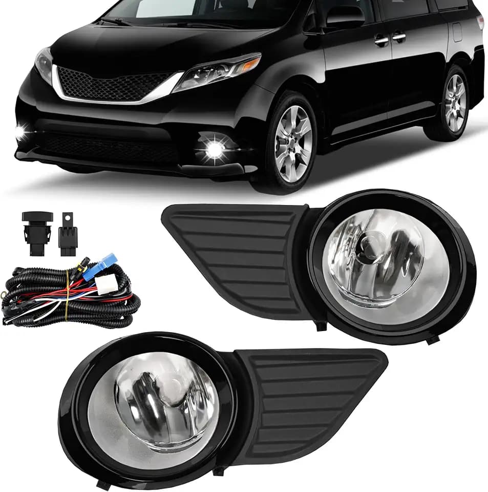 Fog Lights Fits 2011-2017 Toyota Sienna Base LE XLE Front Fog Lamps Kit