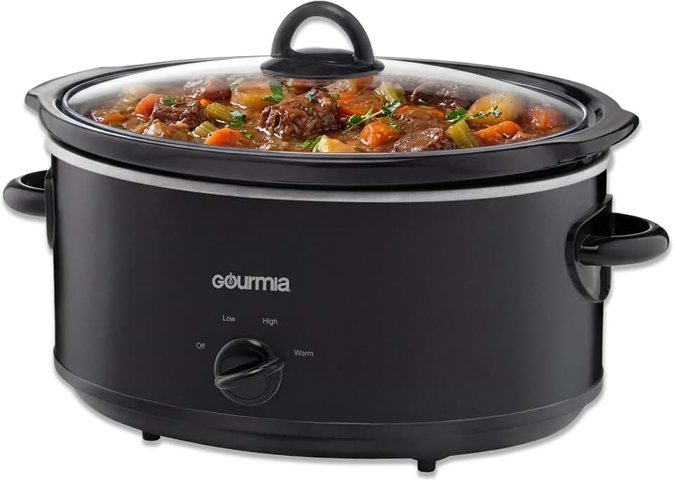 Gourmia Slow Cooker – 6 Quart, Manual Controls, Removable Stoneware, Black