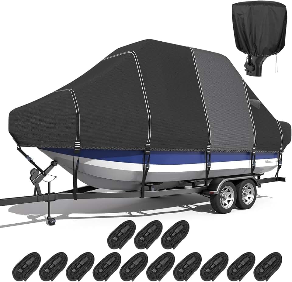 5-Ply 1600D+1200D T-Top/Hard Top Boat Cover, 19'-21'