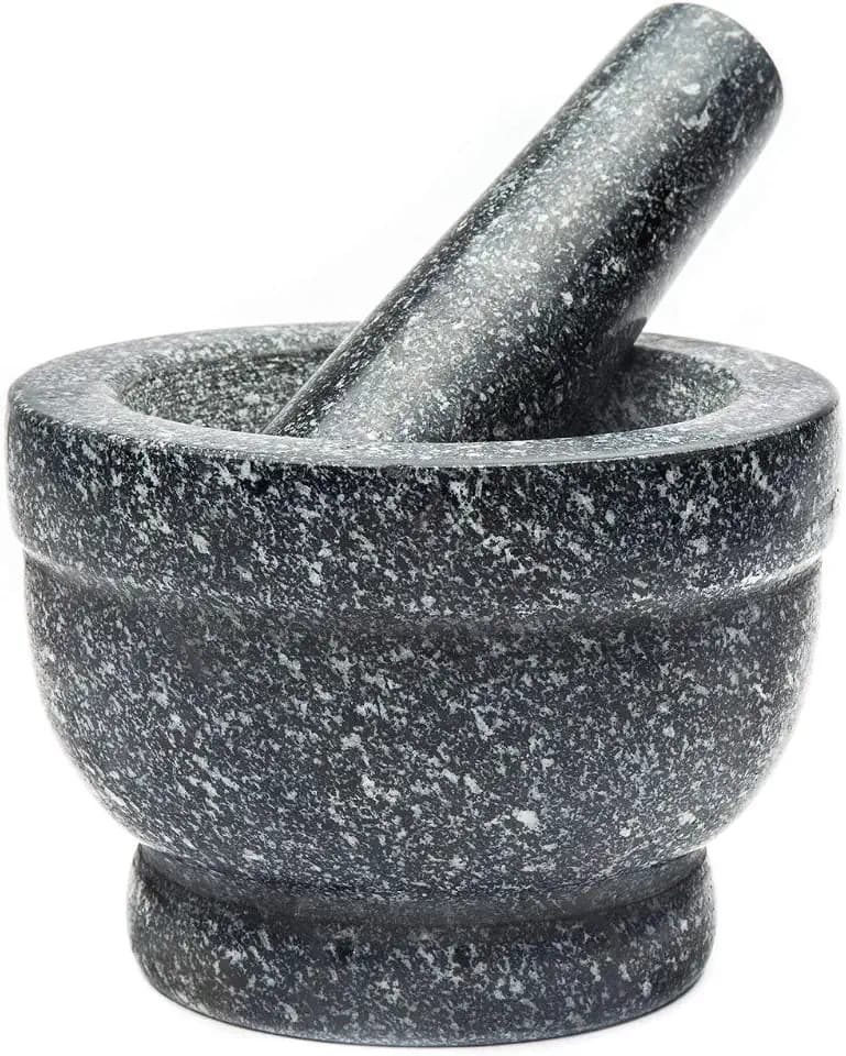 Fox Run Granite Mortar and Pestle, 5.5 x 6 x 6 inches, Black