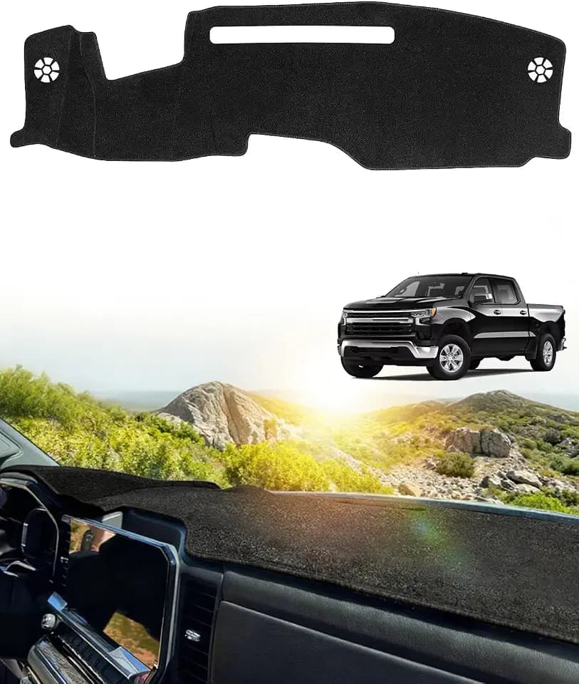 Dashboard Cover Mat for GMC Sierra/Chevy Silverado 1500 2500 3500HD 2025 2022-2026 With HUD Dash Mats Interior Anti-Slip Dash Covers for GMC/Chevy Protector Pad Accessories [Only Fits 13.4 In Screen]