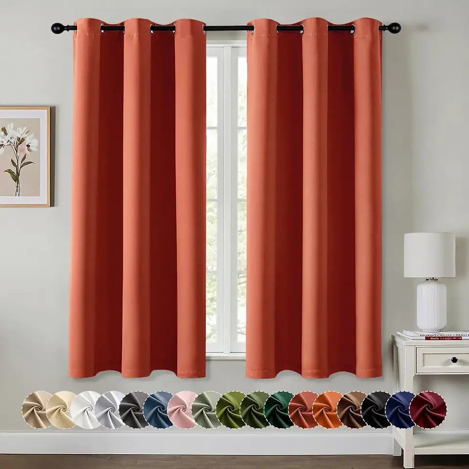 MIULEE Fall Blackout Curtains for Bedroom 2 Panel 40"x63" Long Burnt Orange
