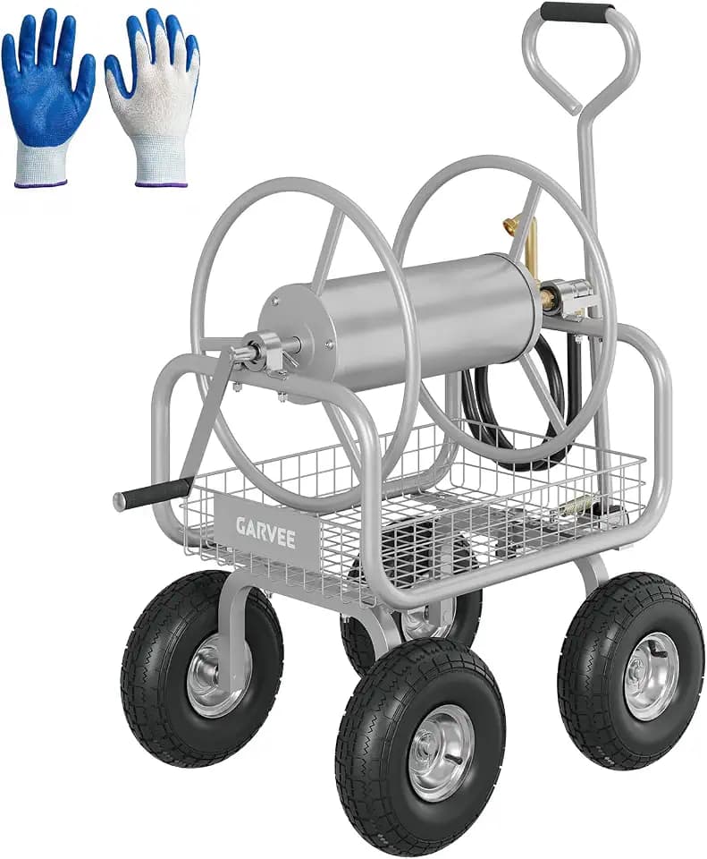 Garvee Garden Hose Reel Cart with Wheels, Hold Up to 300 ft of 5/8" Hose