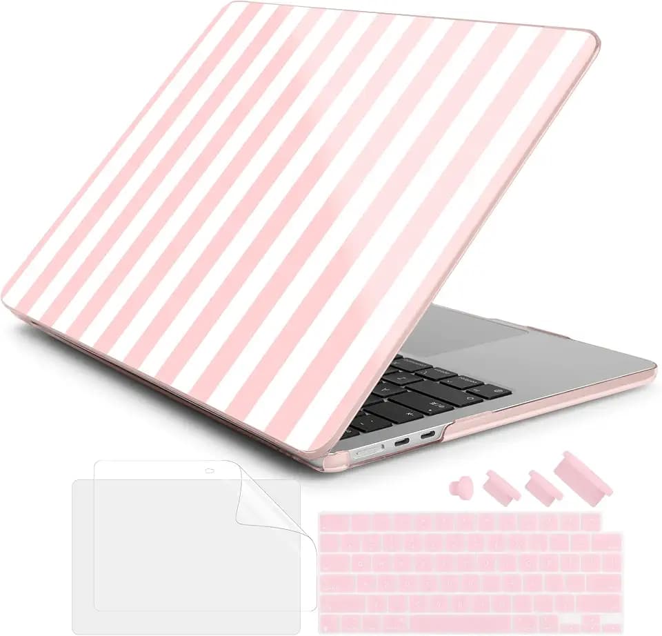Batianda Case for MacBook Air 15 inch 2026 M5 M4 M3 M2 Chip, Pink Stripe