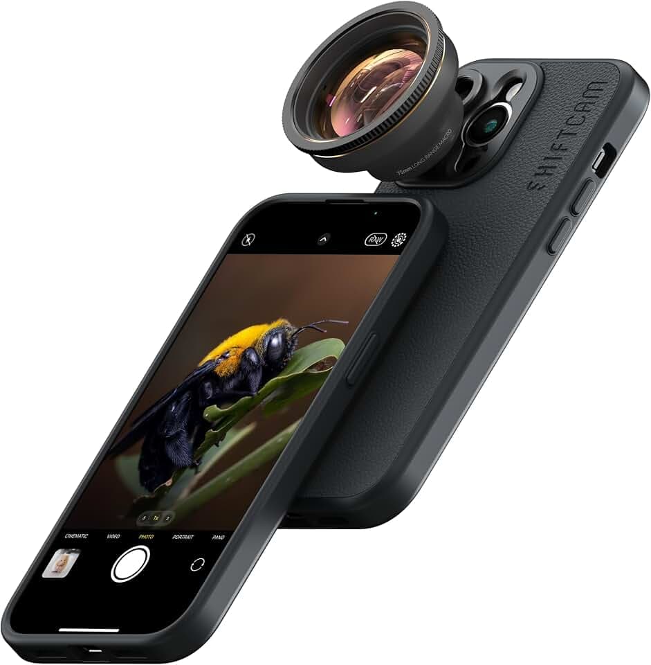 Shiftcam | LensUltra 75mm Long Range Macro Lens - 10x Magnification, 70-100mm Focus Distance - Perfect for Close-Up Photography, Stunning Depth of Field, Fine Details, Premium Design
