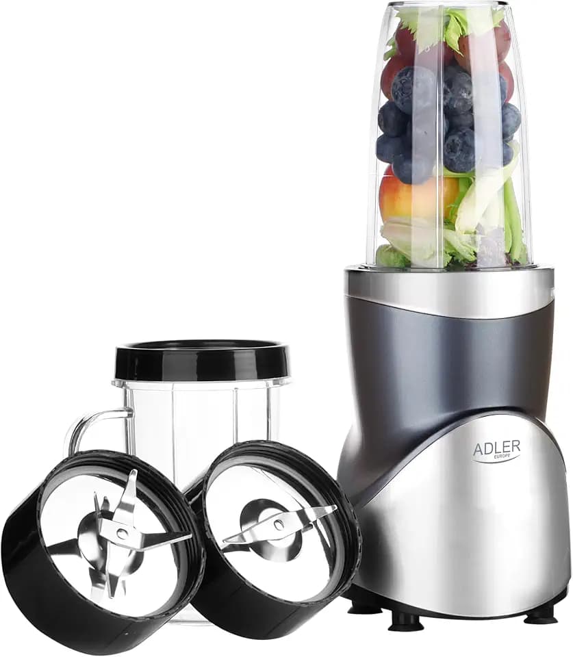 ADLER Blender Smoothie Set, Leistungsstarker Motor, Kapazität 700ml, 1200W Max