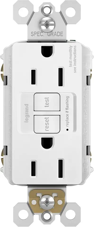 Legrand Radiant 15 Amp GFCI Decorator Duplex Outlet White 1 Pack