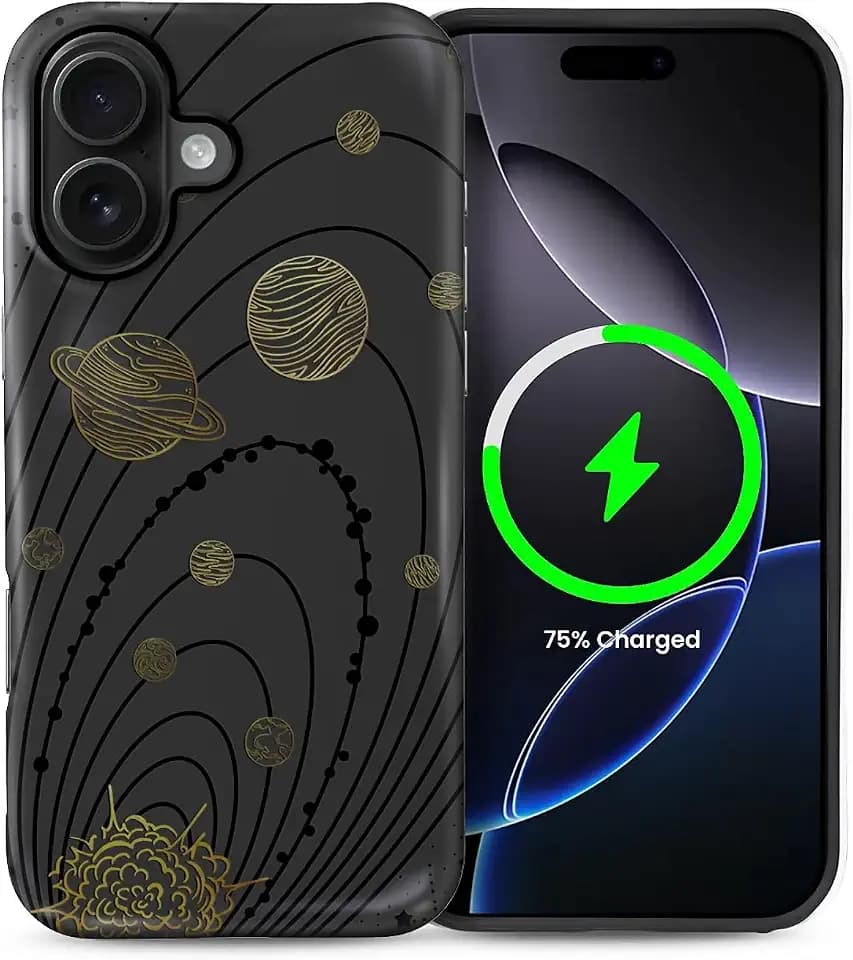 Case Compatible with iPhone 16 [Compatible with MagSafe] Hybrid 2-Layer Hard Shell Protection Case, Shockproof Protective Magnetic Cover for iPhone 16, Planetary Motion