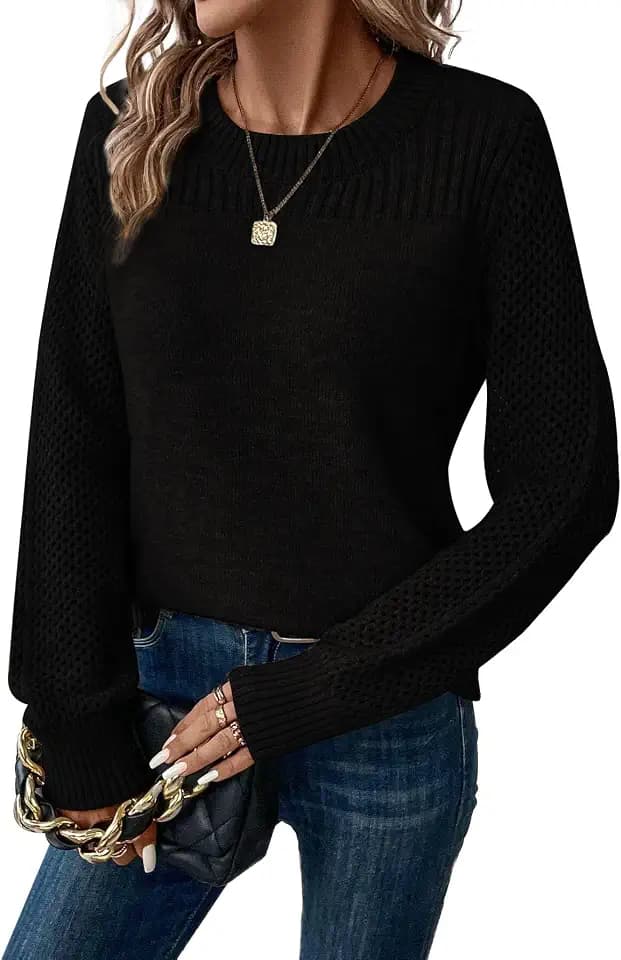 Womens Sweaters Casual Long Sleeve Knit Pullover Tops 2026