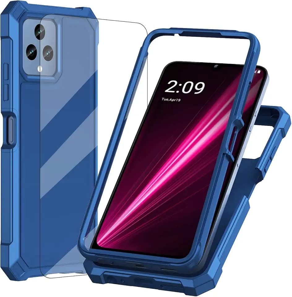 Ailiber for T-Mobile Revvl 6/6X 5G Case, Dual Layer, Screen Protector-Blue