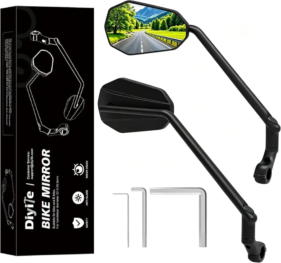 Long Bike Mirror, Diyife 2 Pcs HD Wide Large Bicycle Mirrors for Handlebars