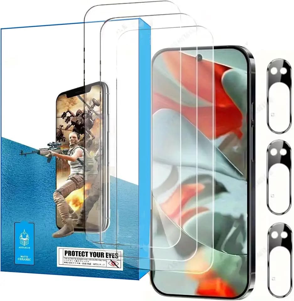 XDesign 3+3 Pack for Google Pixel 10 Pro Screen Protector 6.3 inch, 3 Pack Tempered Glass Screen Protector&3 Pack Camera Lens Protector