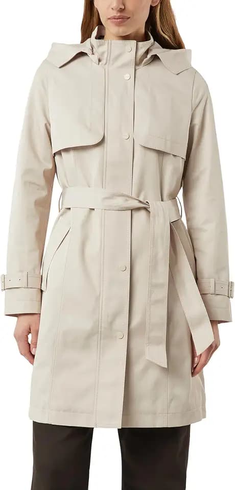 COMMA Baumwoll-Trenchcoat mit abnehmbarer Kapuze und Bindegürtel