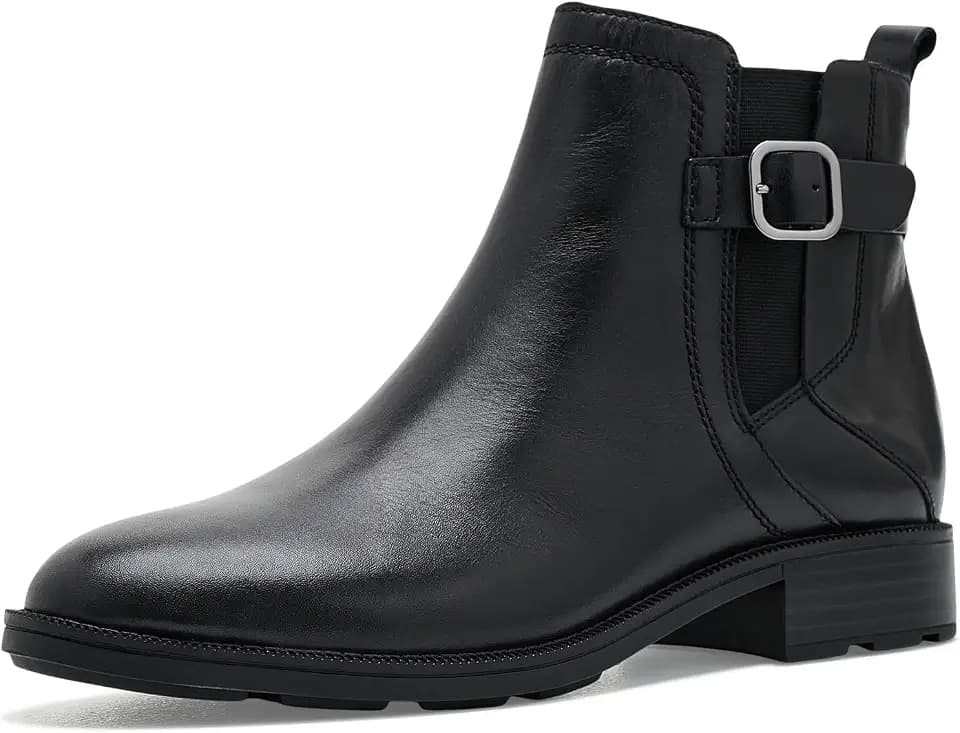 Clarks Collection Women's Adalynn West Ankle Boot, Black Leather, 9.5 Medium US