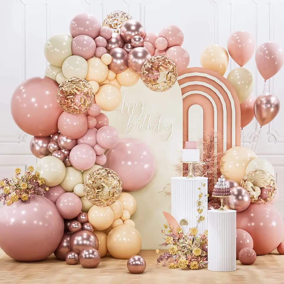 PartyWoo Dusty Pink Balloon Arch Kit 142pcs Different Sizes 18 12 10 5 Inch