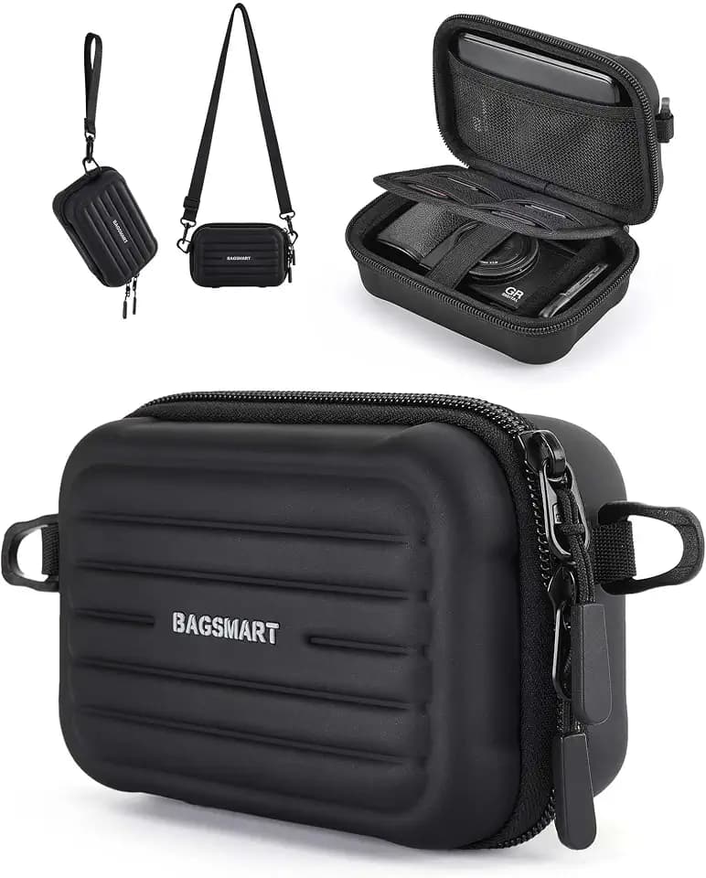 BAGSMART Digital Camera Case, Small Camera Bag with 2 Carrying Ways, Black